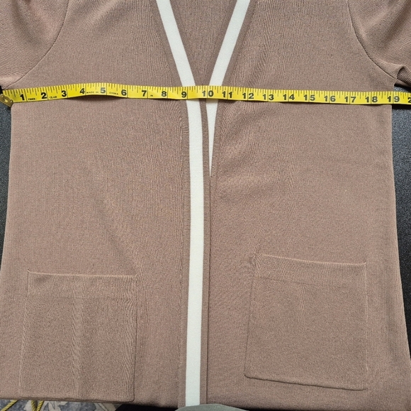 Tahari Open Front Long Sleeve Longline Colorblock Career Cardigan - Size M - Picture 8 of 13